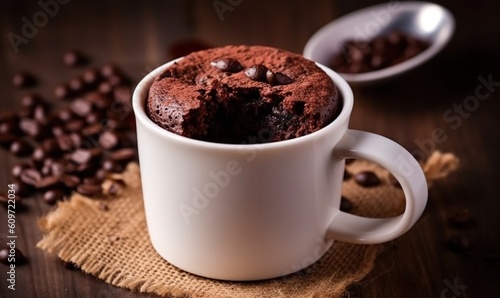  a cup of coffee with a chocolate muffin in it.  generative ai
