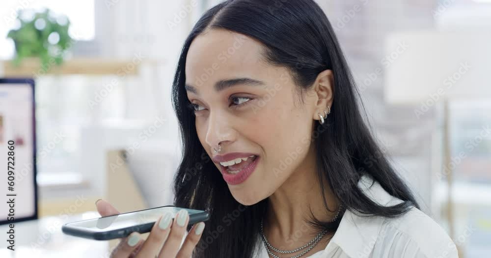 Business woman, phone call and laughing in speaker for voice note, joke or funny conversation at the office. Happy female employee face with laugh and smile for fun discussion on mobile smartphone Business woman, phone call and laughing in speaker for voice note, joke or funny conversation at the office. Happy female employee face with laugh and smile for fun discussion on mobile smartphone