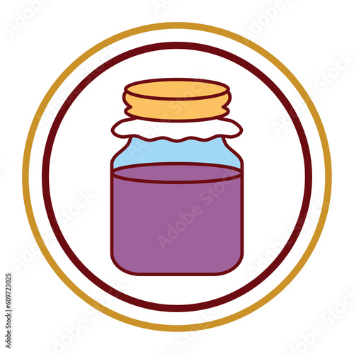 Vector image of jam jar icon with white background and brown border