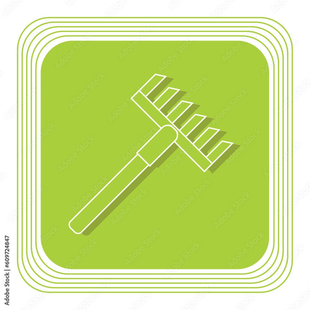 vector icon of a grass rake with green background vector icon of a grass rake with green background