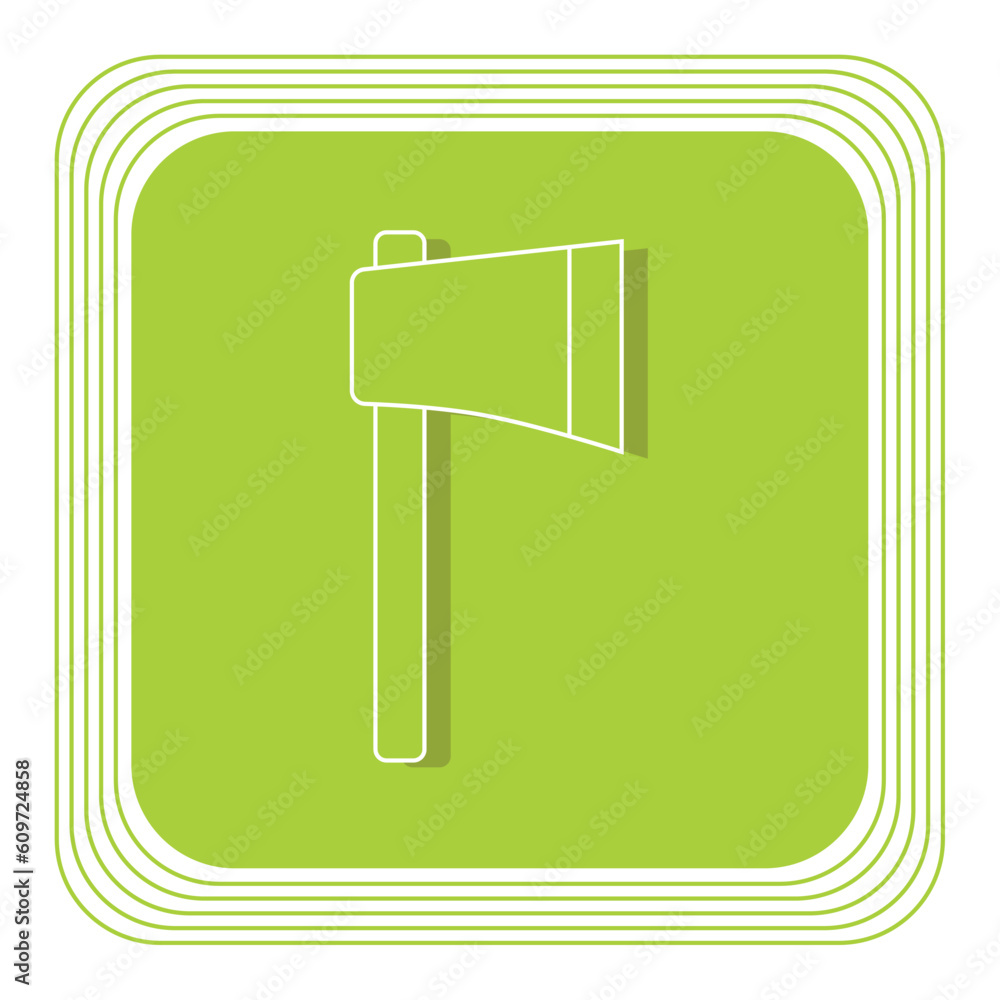 vector icon of an ax with a green background and white lines vector icon of an ax with a green background and white lines