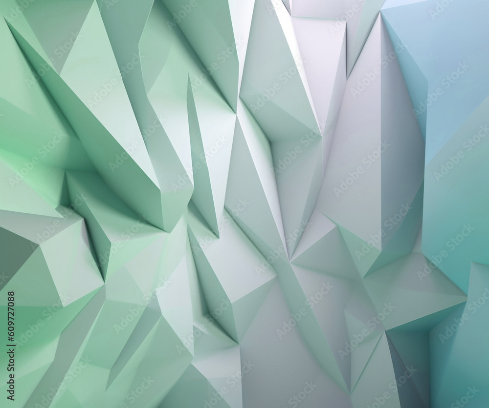 Obraz premium abstract low poly light blue and green background, generative AI