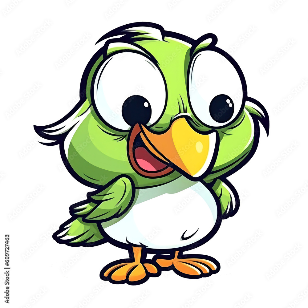 Happy smiling parrot bird as cartoon character design (Generative AI) Happy smiling parrot bird as cartoon character design (Generative AI)