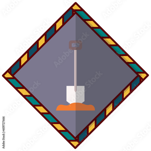 vector icon of a shovel with gray background