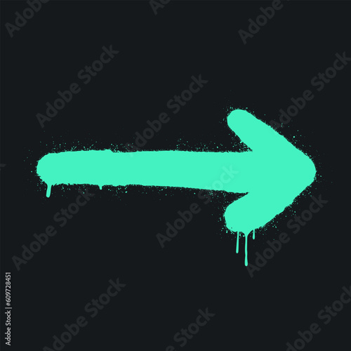 Neon graffiti clip art. Urban street style. Sprayed paint arrows. Splash effects and drops. Grunge and spray texture.