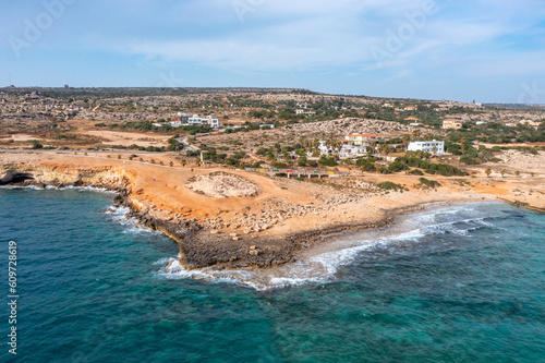 Cyprus - Amazing coast line, caves and rocks near Ayia Napa from drone view