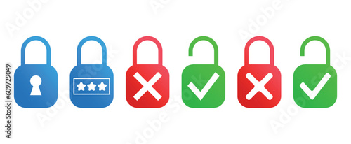 lock with pin code or with a key. vector drawing on a white background. black and white and color icon.