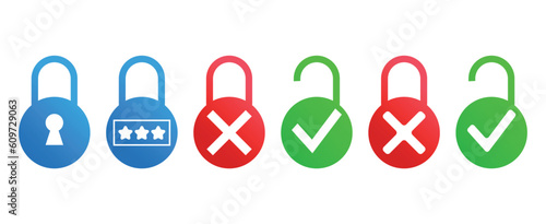 lock with pin code or with a key. vector drawing on a white background. black and white and color icon.