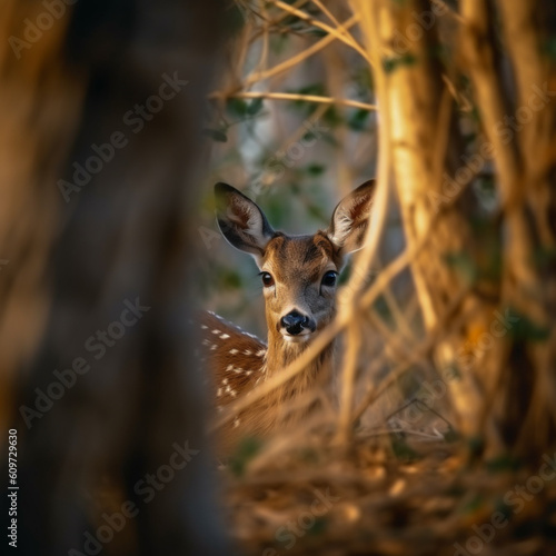 female red deer in the forest