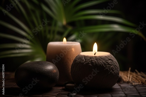 candles and stones. Generative AI