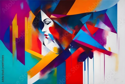 abstract artwork that explores the theme of 'Emotions and Expressions' using bold brushstrokes and a vibrant color palette