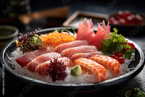 sushi with salmon. Generative AI