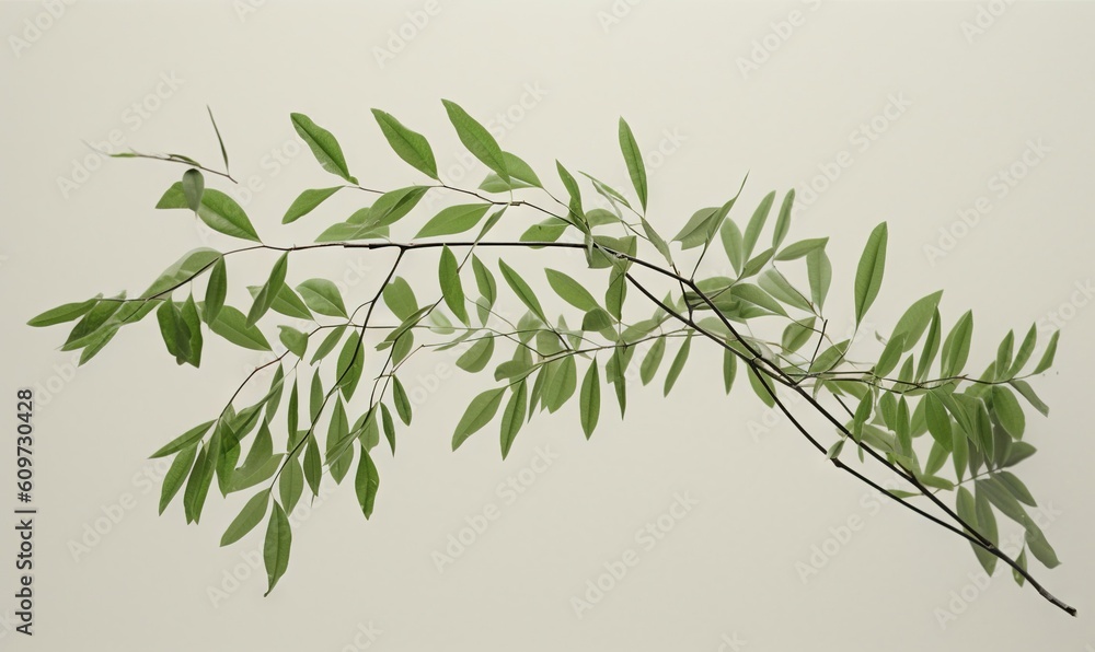 a branch of a tree with green leaves on a white background with copy - up space for a text or a picture of a branch of a tree with green leaves on a white background. generative ai a branch of a tree with green leaves on a white background with copy - up space for a text or a picture of a branch of a tree with green leaves on a white background. generative ai