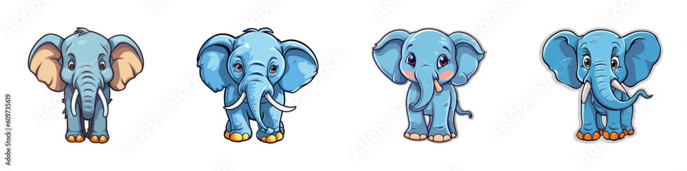 Naklejka premium Cute cartoon elephant isolated on a white background. Vector illustration.