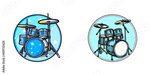 Cartoon drum set. Vector illustration.