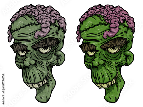 Cartoon Zombie with Gooey Brains