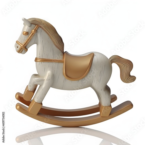 Wooden rocking horse toy, AI generated
