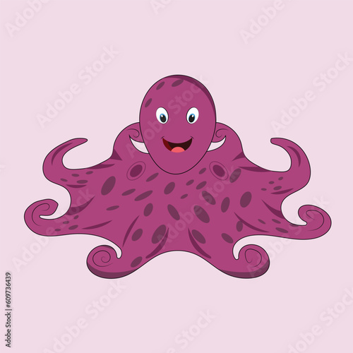 Cute octopus vector flat illustration