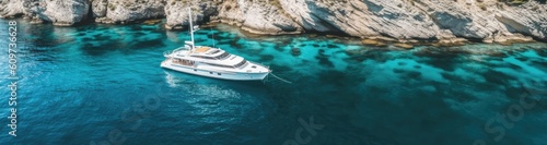 _aerial_view_of_a_yacht_in_the_blue_sky © Alexander Mazzei 