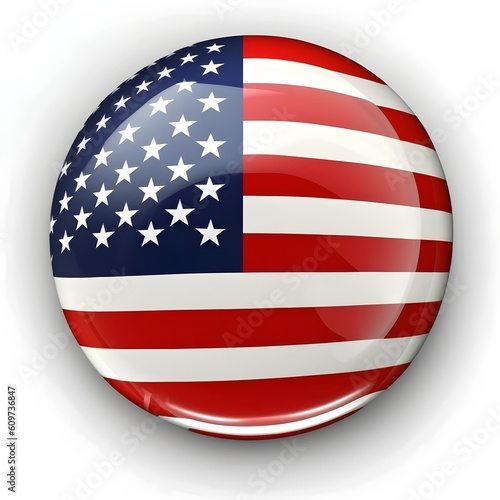 Wallpaper Mural 3d button in USA colors isolated on white background, AI generated Torontodigital.ca