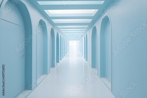 blue arched tunnel, AI generated