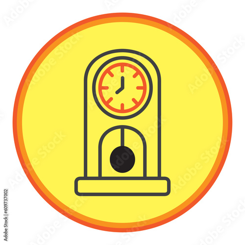 clock circular vector icon with yellow background and orange border