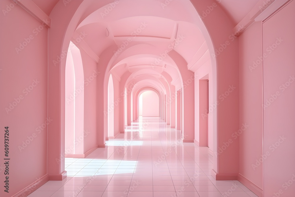 pink arched tunnel, AI generated