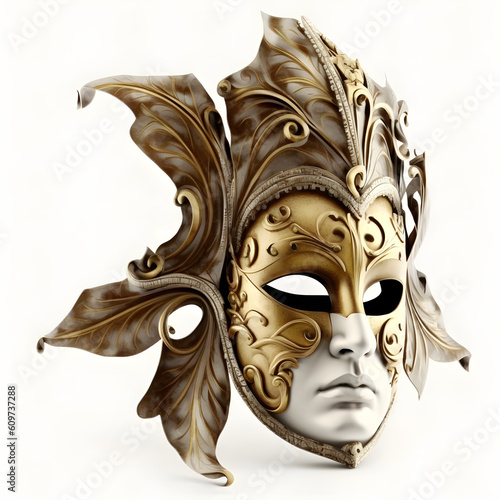 Venetian mask isolated on white background, AI generated