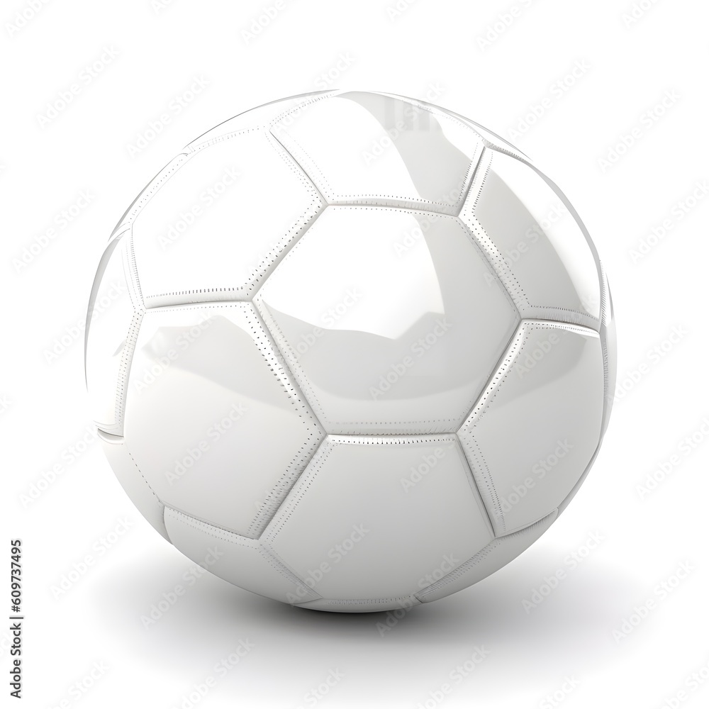 White soccer 3d ball isolated on white background, AI generated White soccer 3d ball isolated on white background, AI generated
