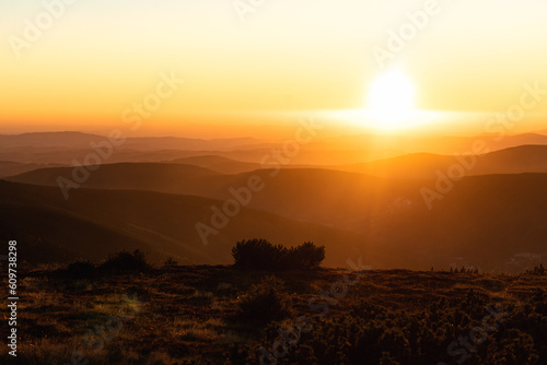 Wallpaper Mural Beautiful nature landscape during sunset, sunrise, Europe, Czech Republic, mountains, hills, Krkonose, wide landcape Torontodigital.ca