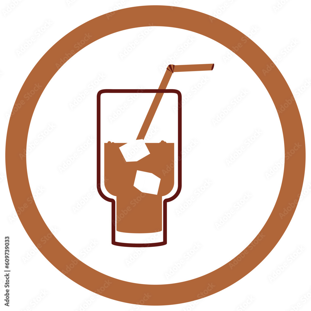 vector icon of a glass of cold coffee with white background vector icon of a glass of cold coffee with white background
