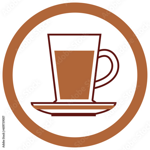coffee glass vector icon with white background