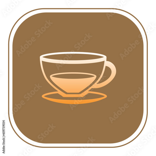 coffee glass vector icon with brown background
