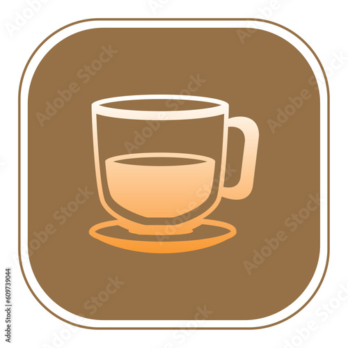 coffee glass vector icon with brown background
