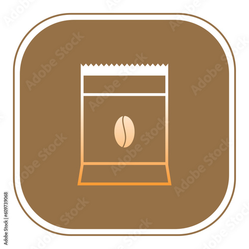 ground coffee bag vector icon with brown background