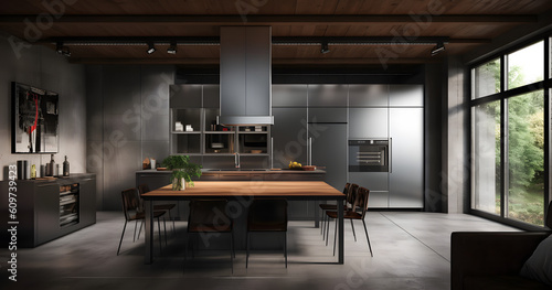 3d modern kitchen, generative ai © bruno