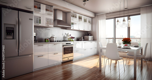 3d modern kitchen, generative ai