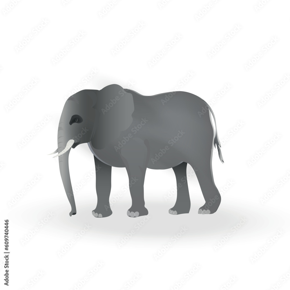 Elephant isolated on white background. Graceful Majesty in Vector: A Majestic Elephant Silhouette, Symbolizing Strength and Wisdom, Set on a Clean White Background