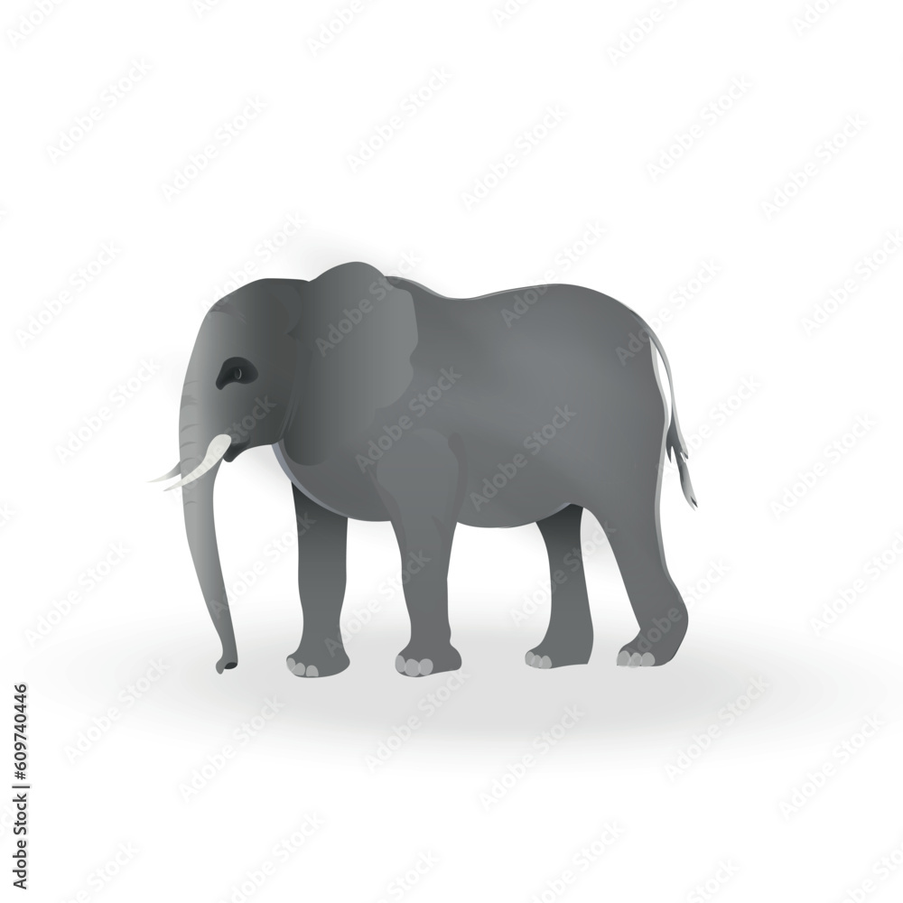 Fototapeta premium Elephant isolated on white background. Graceful Majesty in Vector: A Majestic Elephant Silhouette, Symbolizing Strength and Wisdom, Set on a Clean White Background