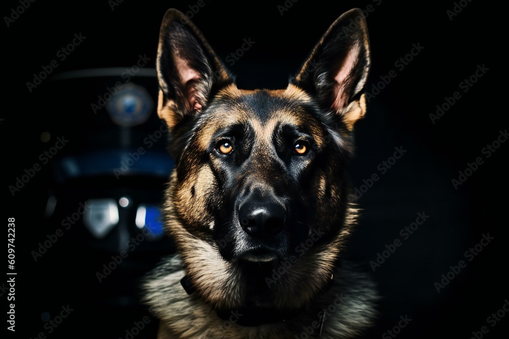 German shepherd police dog portrait. Generative AI