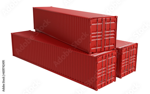 three cargo shipping container delivery isoladed