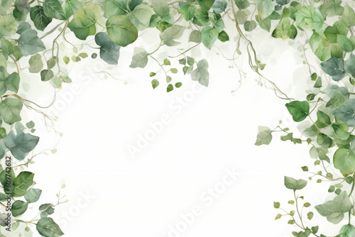 Floral leaves border. Watercolor illustration isolated on white. Floral clipart for wedding invitation, greeting cards, save the date, stationery design, AI generation