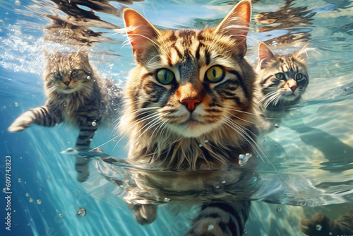 Cats underwater Generative AI