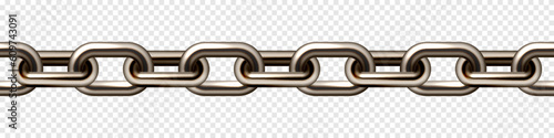 Realistic brown metal chain with old rusty links. Heavy steel chain for industrial use. Vector illustration