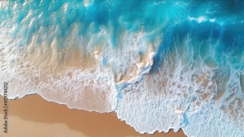 beautiful sea ​​waves top view - generative AI