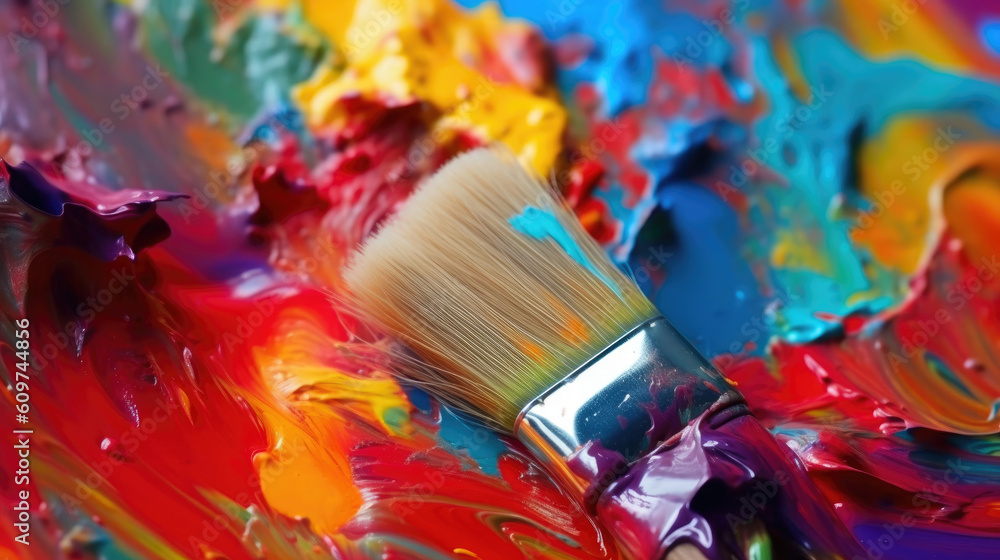 Obraz premium Brushstrokes of Brilliance: A Painter's Palette. Generative AI