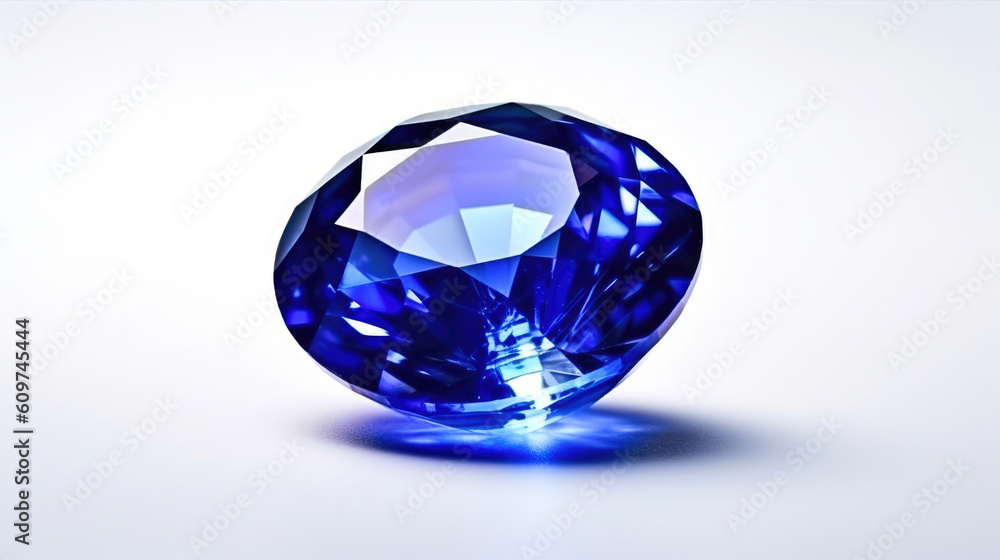 Shot of a sapphire gemstone on a white background. Generative AI Shot of a sapphire gemstone on a white background. Generative AI