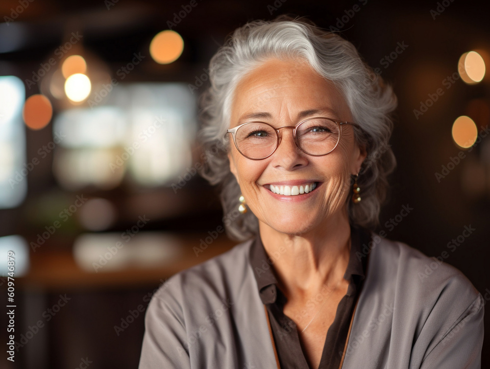 Smiling confident stylish Old senior businesswoman, 60s gray-haired lady executive business leader manager looking at camera, AI generative portrait. Smiling confident stylish Old senior businesswoman, 60s gray-haired lady executive business leader manager looking at camera, AI generative portrait.