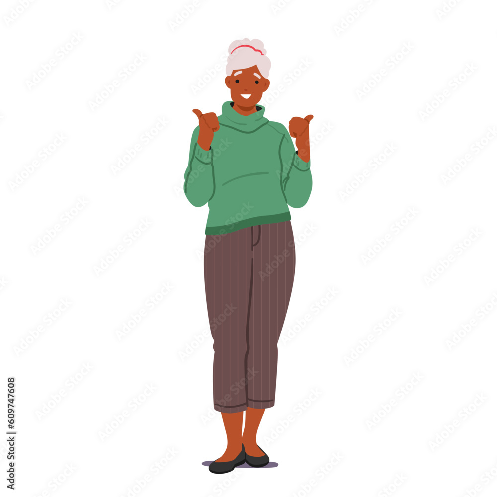 Elderly Woman Showing Approval And Support By Giving A Thumbs Up, Displaying Positivity, Affirmation And Satisfaction Elderly Woman Showing Approval And Support By Giving A Thumbs Up, Displaying Positivity, Affirmation And Satisfaction