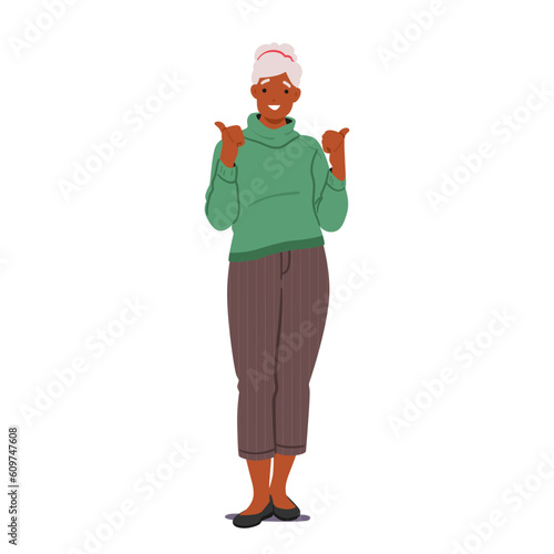 Elderly Woman Showing Approval And Support By Giving A Thumbs Up, Displaying Positivity, Affirmation And Satisfaction